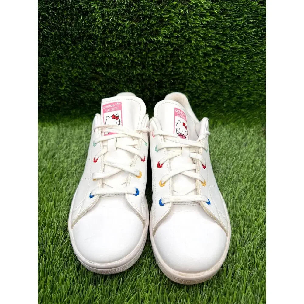 Adidas x Hello Kitty Stan Smith ID7231 Athletic Sneaker Girls 3 White Synthetic